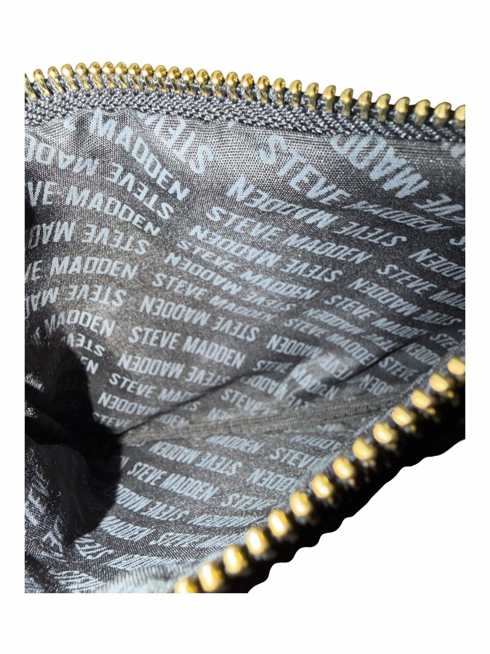 Steve Madden Black Pebble Faux Leather Zipper Pouch Makeup Bag - Picture 3 of 3